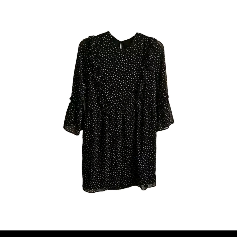 Topshop black polka dot print dress 10
